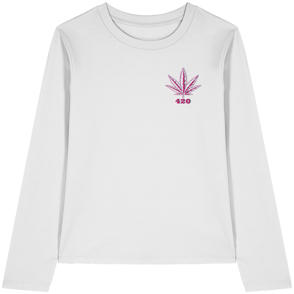 420 Hanfblatt Retro - Womens Organic Longsleeve T-Shirt