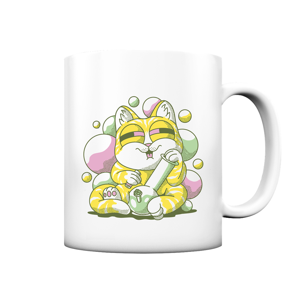 Bong-Katze mit Bubbles - Tasse matt