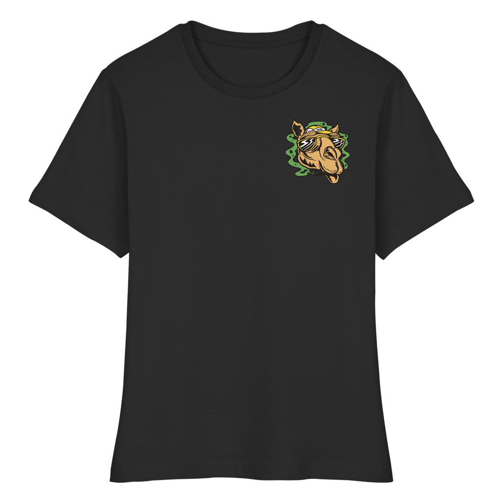 Kiffer-Kamel mit Sonnenbrille - Fitted Ladies Organic Shirt (XS)