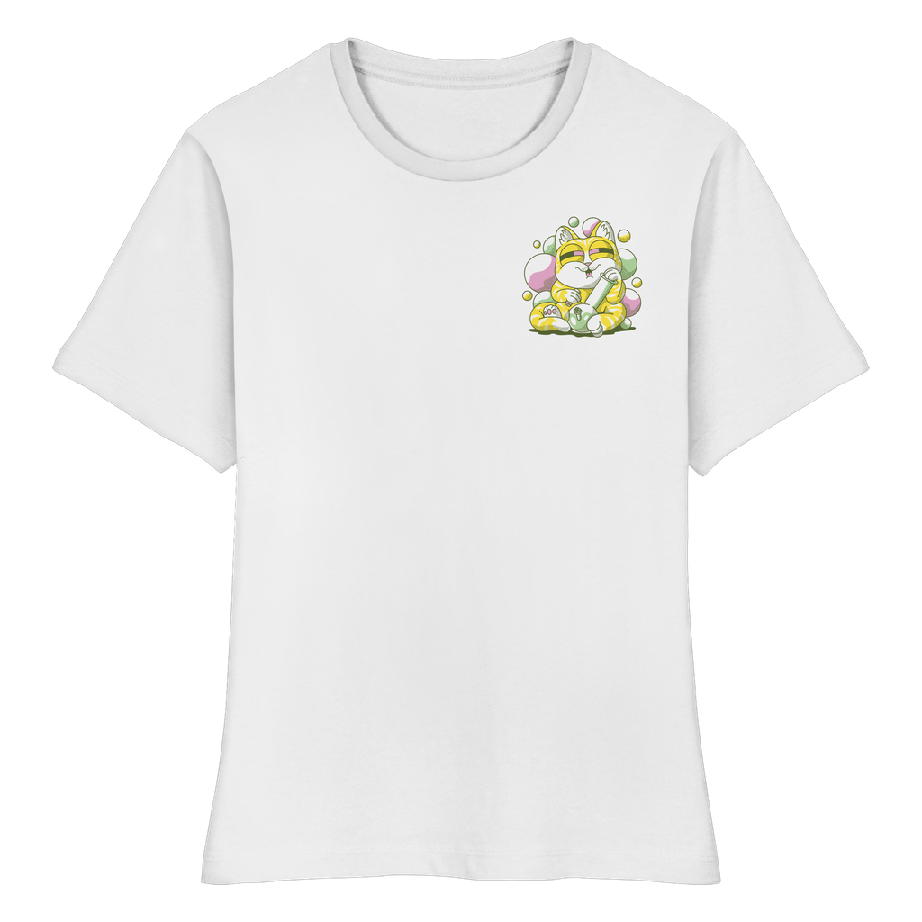 Bong-Katze mit Bubbles - Fitted Ladies Organic Shirt (XS)