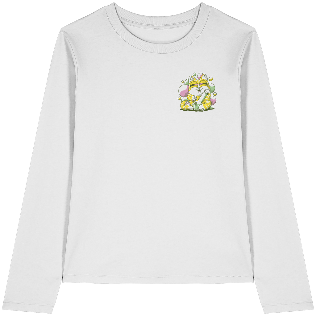 Bong-Katze mit Bubbles - Womens Organic Longsleeve T-Shirt (XS)